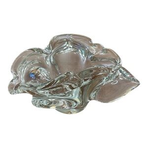 vintage blown Murano Venetian art glass cigarette cigar clear ashtray Italian